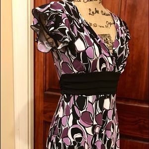 Volume One Empire waist dress with scarf bottom